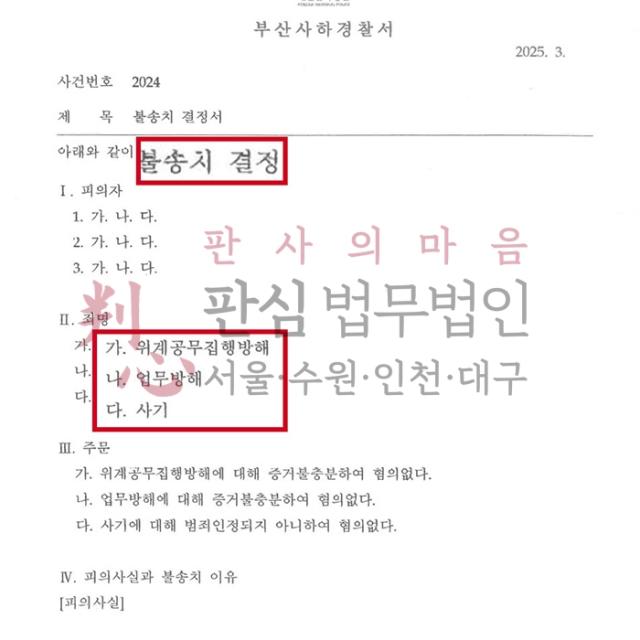 [불송치] 위계공무집행방해/업무방해/사기 | 농업경영체 등록시 허위서류를 제출한 혐의로 입건된 사건, 무혐의